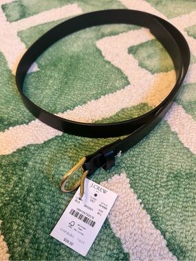 NWT J. Crew black leather belt, 1 inch wide size M/L